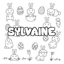 Coloriage prénom SYLVAINE - décor Paques