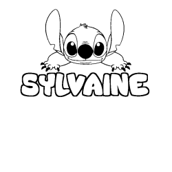 Coloriage prénom SYLVAINE - décor Stitch