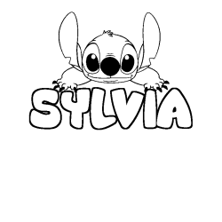 Coloriage prénom SYLVIA - décor Stitch