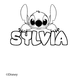 Coloriage pr&eacute;nom SYLVIA - d&eacute;cor Stitch