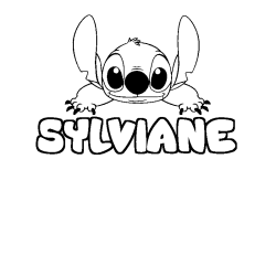 Coloriage prénom SYLVIANE - décor Stitch