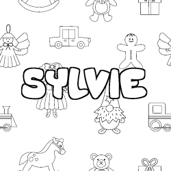 Coloriage prénom SYLVIE - décor Jouets