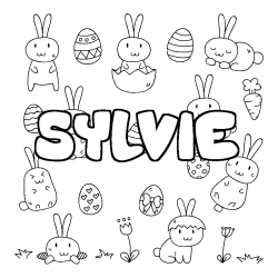 Coloriage SYLVIE - d&eacute;cor Paques