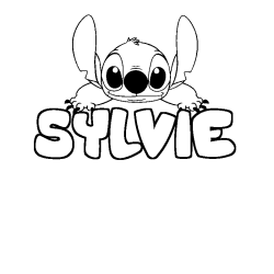 Coloriage prénom SYLVIE - décor Stitch