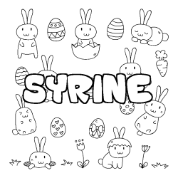 Coloriage pr&eacute;nom SYRINE - d&eacute;cor Paques
