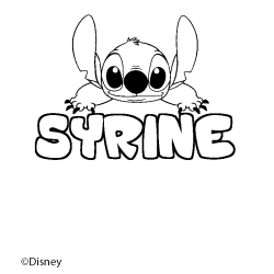 Coloriage pr&eacute;nom SYRINE - d&eacute;cor Stitch