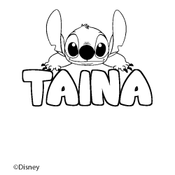 Coloriage pr&eacute;nom TAINA - d&eacute;cor Stitch