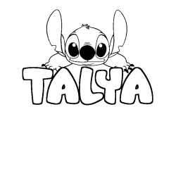 Coloriage prénom TALYA - décor Stitch