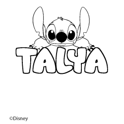 Coloriage pr&eacute;nom TALYA - d&eacute;cor Stitch