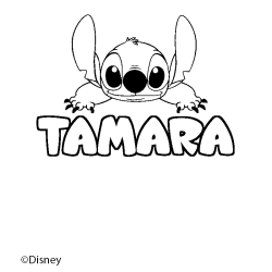 Coloriage pr&eacute;nom TAMARA - d&eacute;cor Stitch