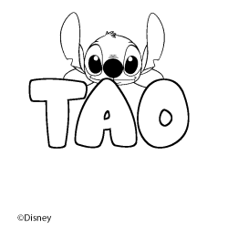 Coloriage pr&eacute;nom TAO - d&eacute;cor Stitch