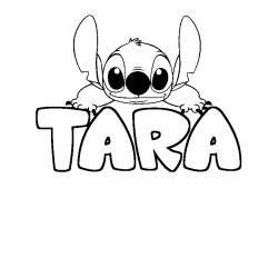 Coloriage prénom TARA - décor Stitch