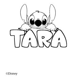 Coloriage pr&eacute;nom TARA - d&eacute;cor Stitch