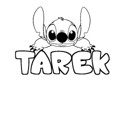 Coloriage prénom TAREK - décor Stitch