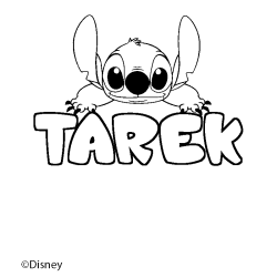 Coloriage pr&eacute;nom TAREK - d&eacute;cor Stitch