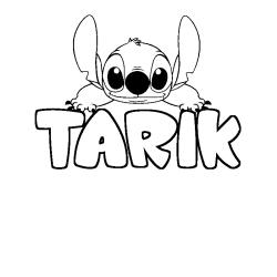 Coloriage prénom TARIK - décor Stitch