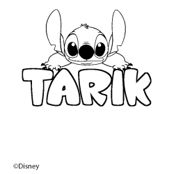 Coloriage pr&eacute;nom TARIK - d&eacute;cor Stitch