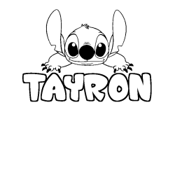 Coloriage prénom TAYRON - décor Stitch