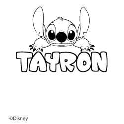 Coloriage pr&eacute;nom TAYRON - d&eacute;cor Stitch