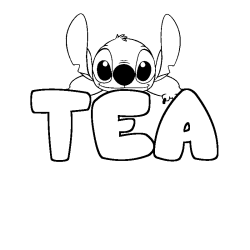 Coloriage prénom TEA - décor Stitch