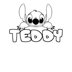 Coloriage prénom TEDDY - décor Stitch