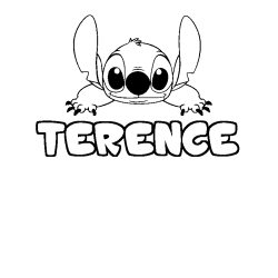 Coloriage prénom TERENCE - décor Stitch