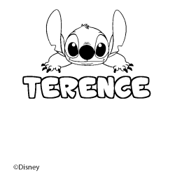 Coloriage pr&eacute;nom TERENCE - d&eacute;cor Stitch