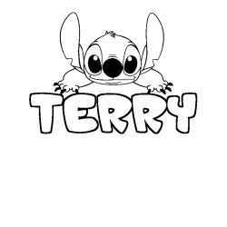 Coloriage prénom TERRY - décor Stitch