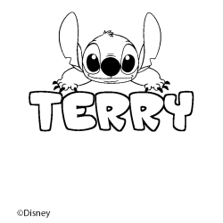 Coloriage pr&eacute;nom TERRY - d&eacute;cor Stitch