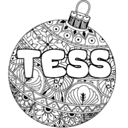 Coloriage pr&eacute;nom TESS - d&eacute;cor Boule de No&euml;l