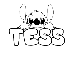 Coloriage prénom TESS - décor Stitch
