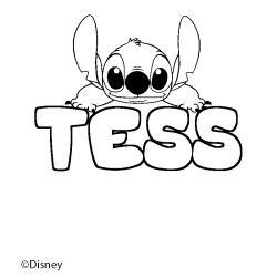 Coloriage pr&eacute;nom TESS - d&eacute;cor Stitch