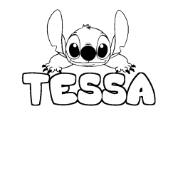 Coloriage prénom TESSA - décor Stitch