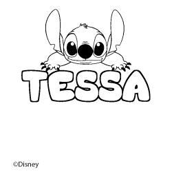 Coloriage pr&eacute;nom TESSA - d&eacute;cor Stitch