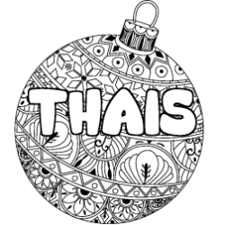 Coloriage prénom THAIS - décor Boule de Noël