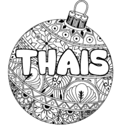 Coloriage pr&eacute;nom THAIS - d&eacute;cor Boule de No&euml;l