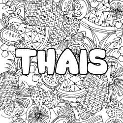 Coloriage prénom THAIS - décor Mandala fruits