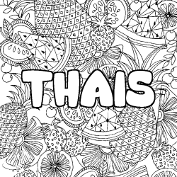 Coloriage pr&eacute;nom THAIS - d&eacute;cor Mandala fruits