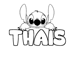 Coloriage prénom THAIS - décor Stitch
