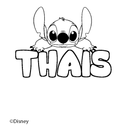 Coloriage pr&eacute;nom THAIS - d&eacute;cor Stitch