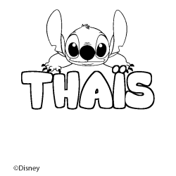 Coloriage pr&eacute;nom THA&Iuml;S - d&eacute;cor Stitch