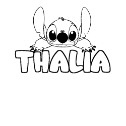 Coloriage prénom THALIA - décor Stitch