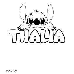Coloriage pr&eacute;nom THALIA - d&eacute;cor Stitch