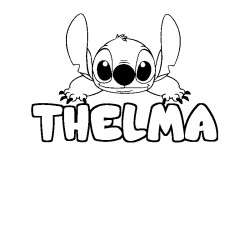 Coloriage prénom THELMA - décor Stitch