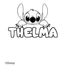 Coloriage pr&eacute;nom THELMA - d&eacute;cor Stitch