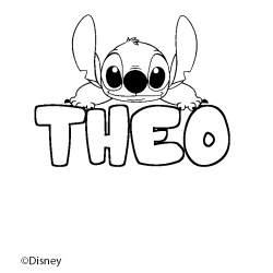Coloriage pr&eacute;nom THEO - d&eacute;cor Stitch