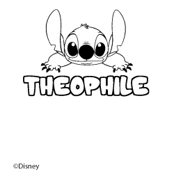 Coloriage pr&eacute;nom THEOPHILE - d&eacute;cor Stitch