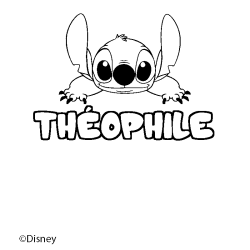 Coloriage pr&eacute;nom TH&Eacute;OPHILE - d&eacute;cor Stitch