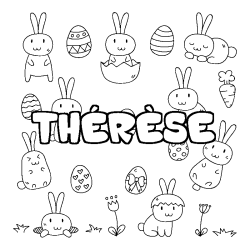 Coloriage pr&eacute;nom TH&Eacute;R&Egrave;SE - d&eacute;cor Paques