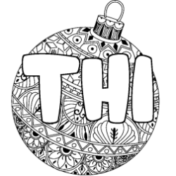 Coloriage pr&eacute;nom THI - d&eacute;cor Boule de No&euml;l
